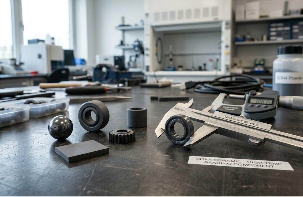 Why is silicon nitride (Si3N4) powder white, while the ceramic is black?