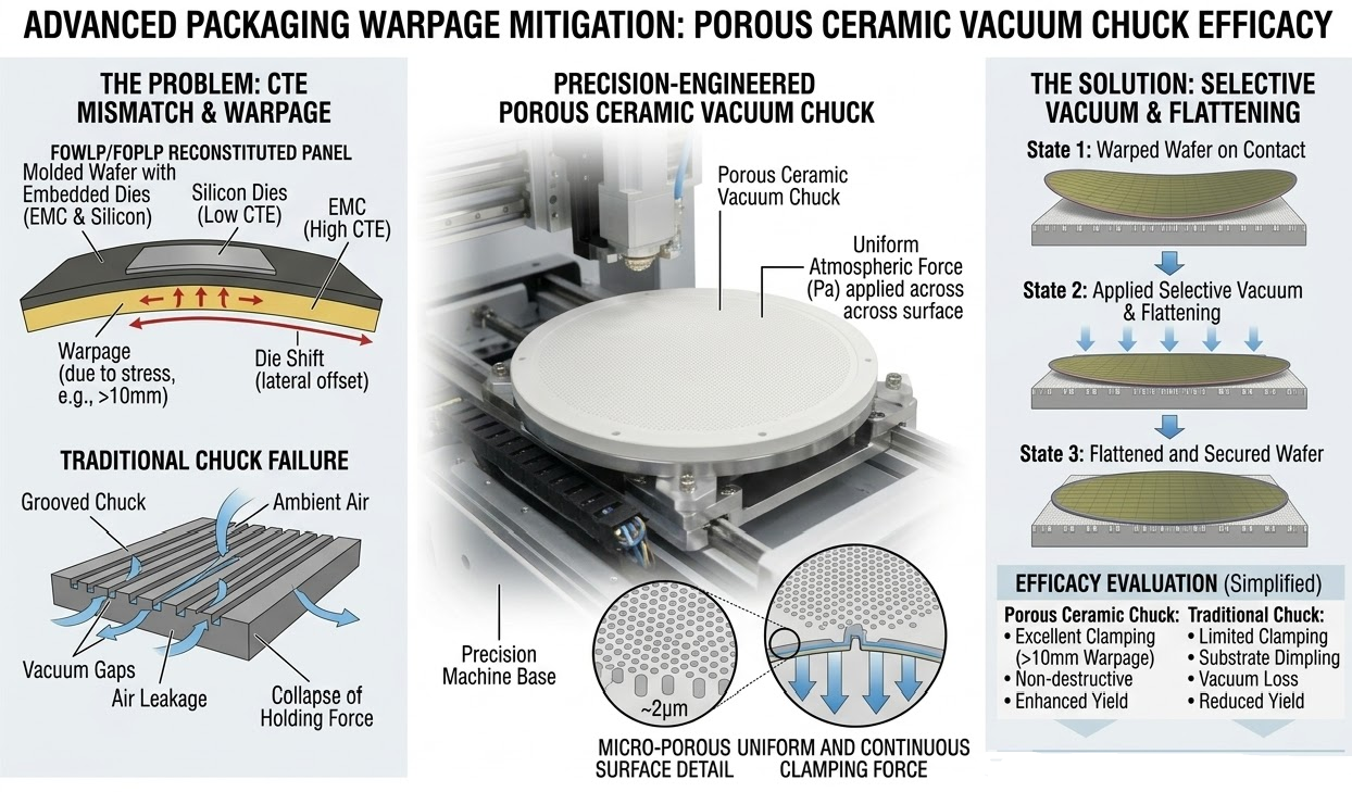 Warpage Mechanisms in FOWLP and Guidelines for Chuck Selection